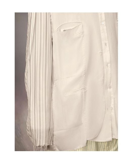 Maison Margiela White Raw-Edge Hem Buttoned Jacket for men