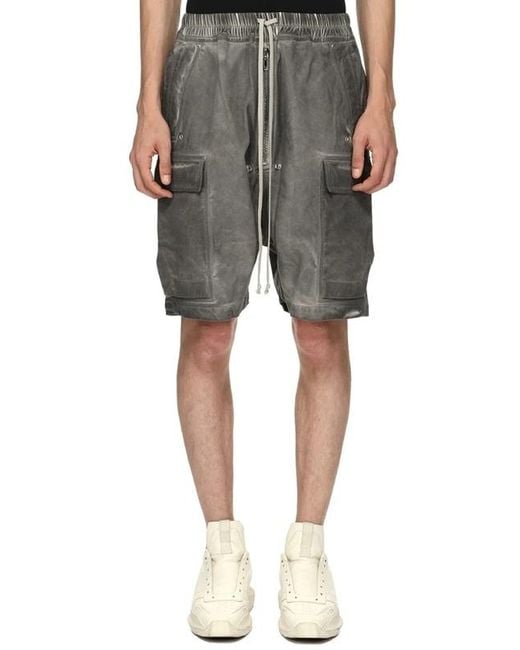 Rick Owens Gray Drawstring Shorts for men