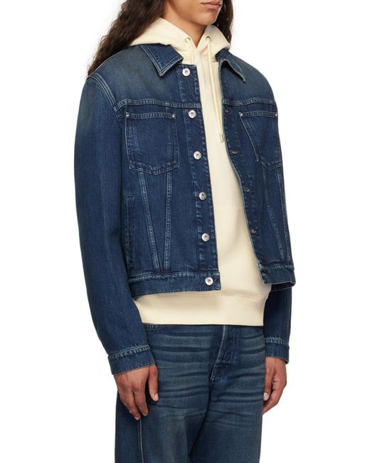 Lanvin Blue Lapel Long-Sleeved Denim Coat for men
