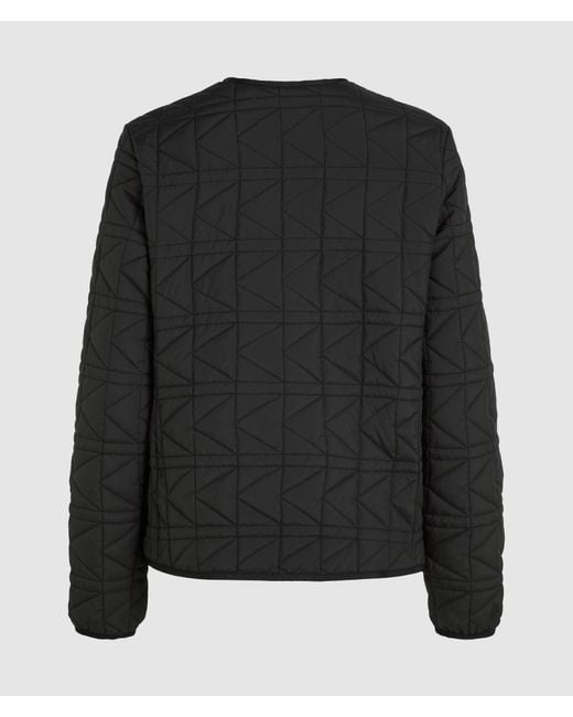 Karl Lagerfeld Black Logo-Embroidered Quilted Jacket