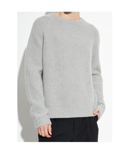 Lisa Yang Gray Raglan-Sleeve Crew-Neck Sweater for men