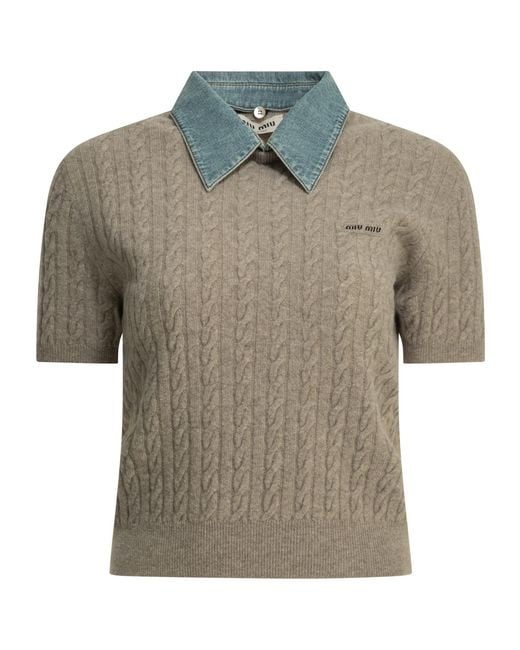Miu Miu Gray Wool And Cashmere Knit Sweater