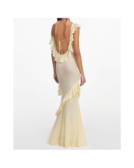 Self-Portrait Metallic Wool Ruffled Knit Maxi Skirt