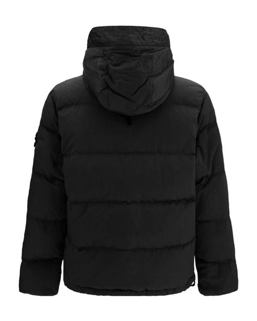 Stone Island Black Long-Sleeved Cotton-Padded Jacket for men