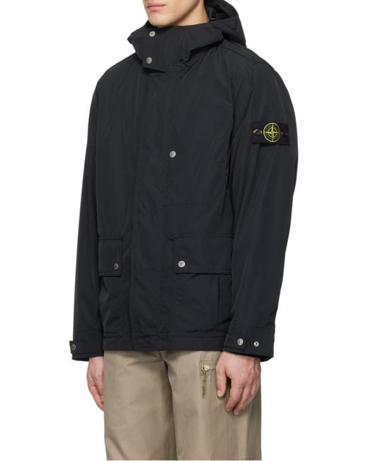 Stone Island Blue Compass-Badge Hooded Jacket for men