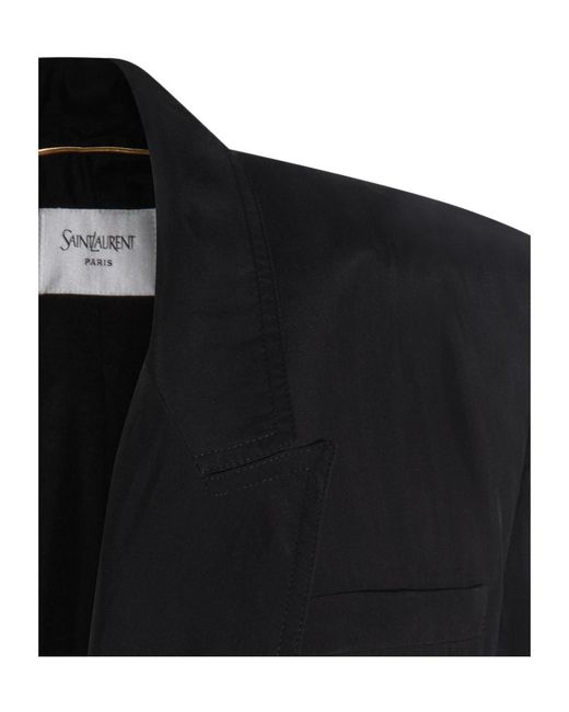 Saint Laurent Black Double-Breasted Long-Sleeved Jacket
