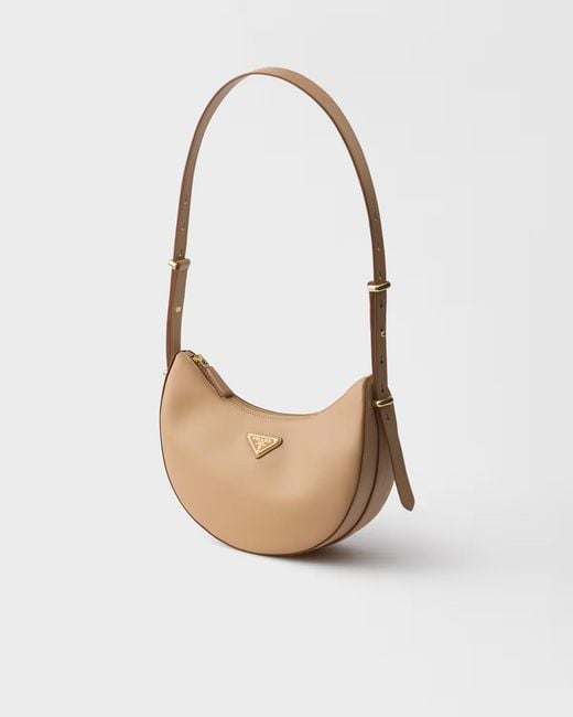 Prada White Arqué Small Leather Shoulder Bag