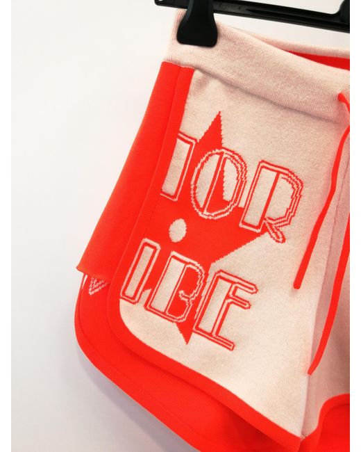 Dior Red Elastic Waist Shorts