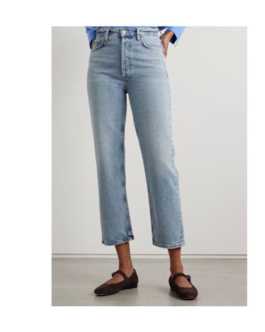 Agolde Blue High-Rise Straight Leg Jeans