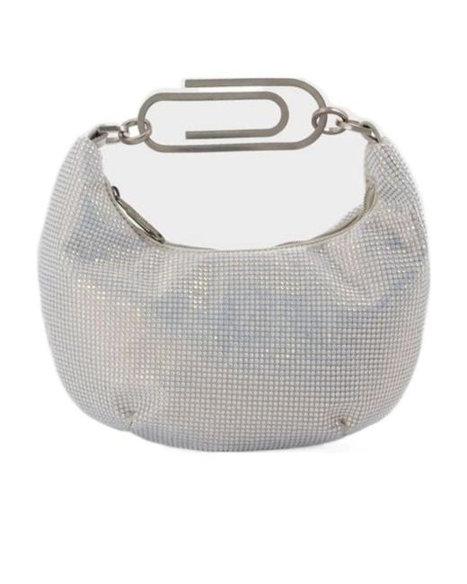 Off-White c/o Virgil Abloh Gray Paperclip Hobo Strass 20 Tote Bag