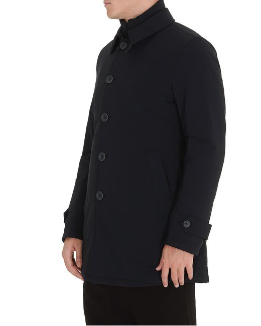 Herno Blue Buttoned Down High-Neck Coat for men