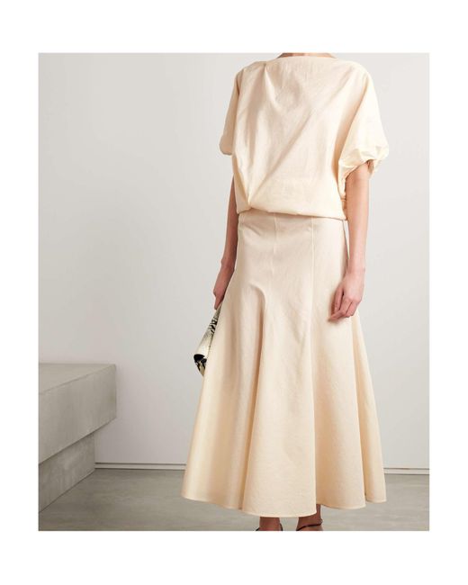 Khaite Natural Lenno Flared Hem Midi Skirt
