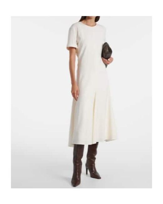 Brunello Cucinelli White Wool-Blend Midi Dress