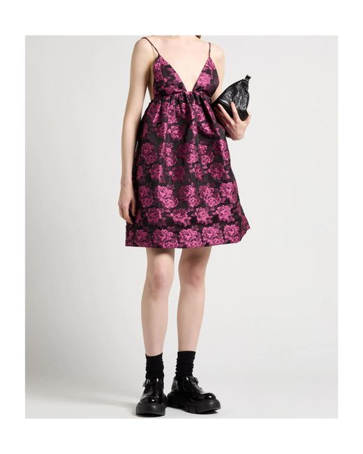 Ganni Purple Floral Pattern Dress