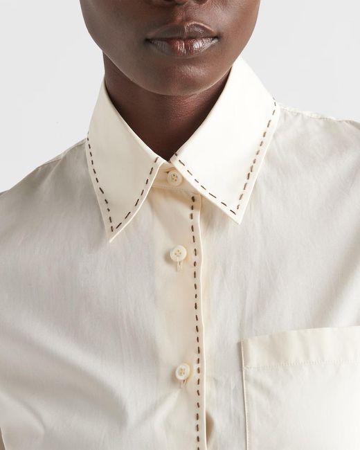 Prada White Appliqué-Detailed Button-Up Shirtdress