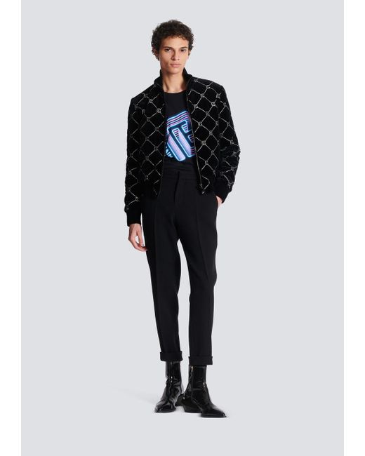 Balmain Black Crepe Straight-Cut Trousers for men