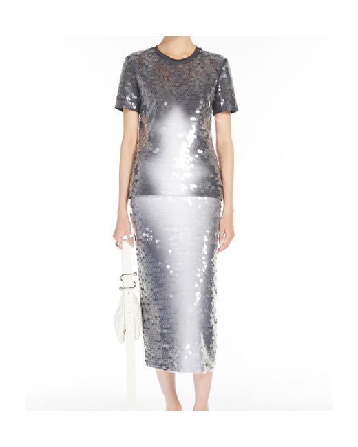 Sportmax Gray Kibbutz Allover Sequin Embellished T-Shirt