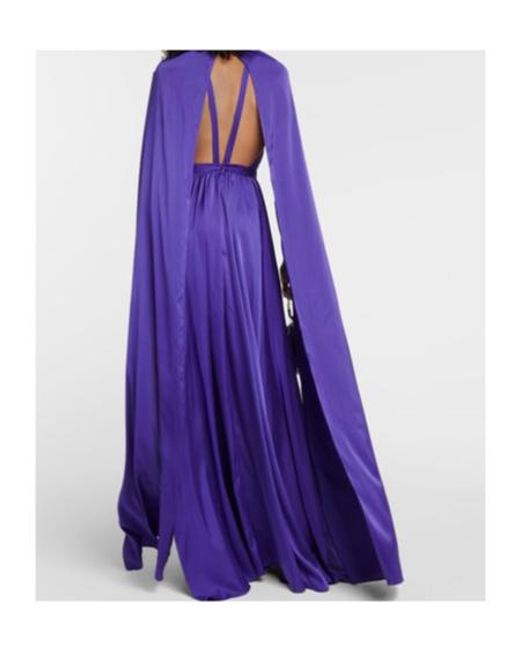 Safiyaa Purple Bridal Chiffon Cape Gown