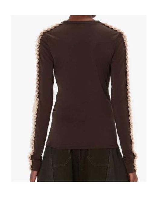 J.W. Anderson Brown Pleated-Trim Long-Sleeve Top