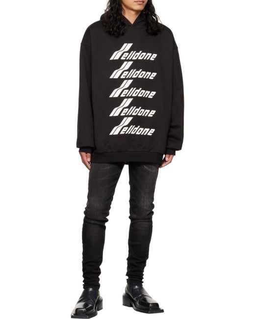 we11done Black Logo Hooded Sweater for men