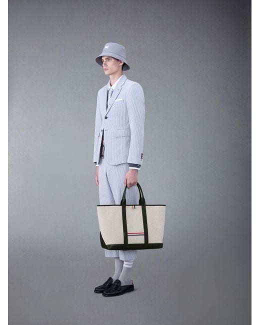Thom Browne Black Medium Rwb Stripe Top Handle Bag for men