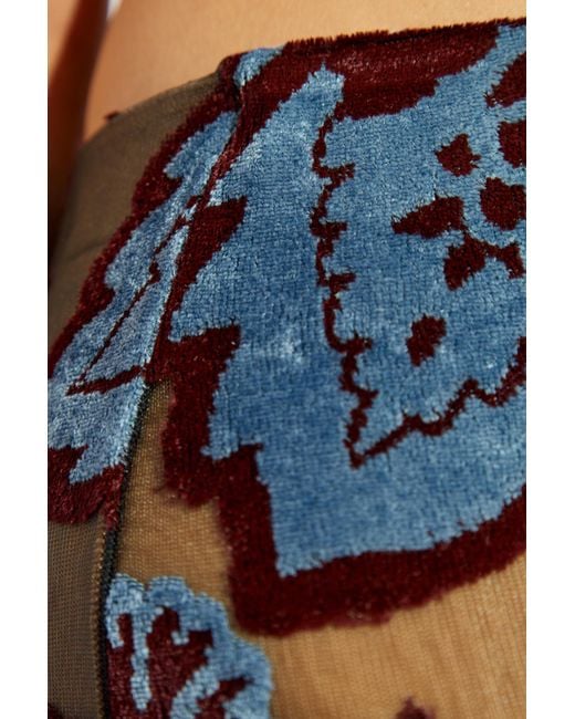 Etro Blue Tulle Jacquard Velvet Trousers