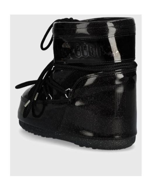 Moon Boot Black Icon Low Glitter Lace-Up Boots for men