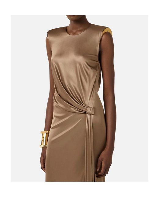 Elisabetta Franchi Brown Open Back Sleeveless Carpet Dress