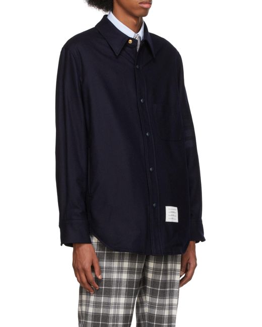 Thom Browne Blue 4-Bar Shirt Jacket for men