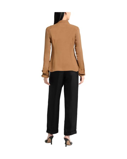 Max Mara Brown Solid-Color Chiffon Shirt