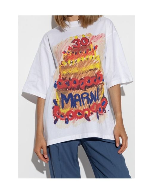 Marni White 30Th Anniversary Crewneck T-Shirt