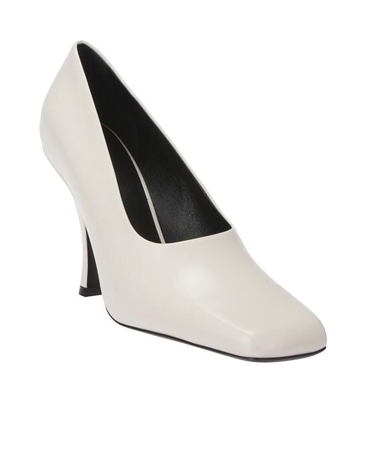Khaite White Eva Square-Toe Pumps