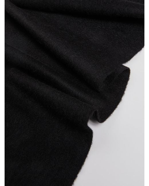 Max Mara Black Wkclara Logo Embroidered Fringed Edge Scarf