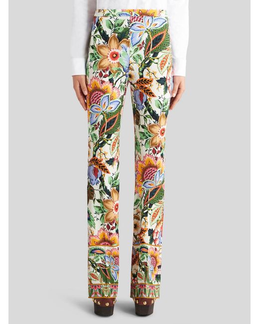 Etro Metallic High-Waist Floral-Printed Straight-Leg Trousers