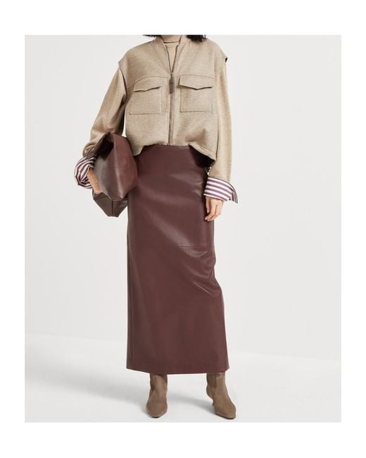 Brunello Cucinelli Brown Long Column Skirt