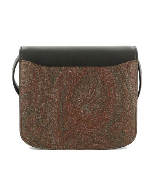 Etro Black Paisley Printed Logo Plaque Crossbody Bag