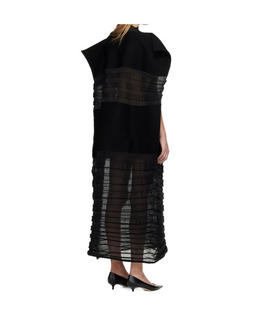 Issey Miyake Black Pleated High-Neck Dress
