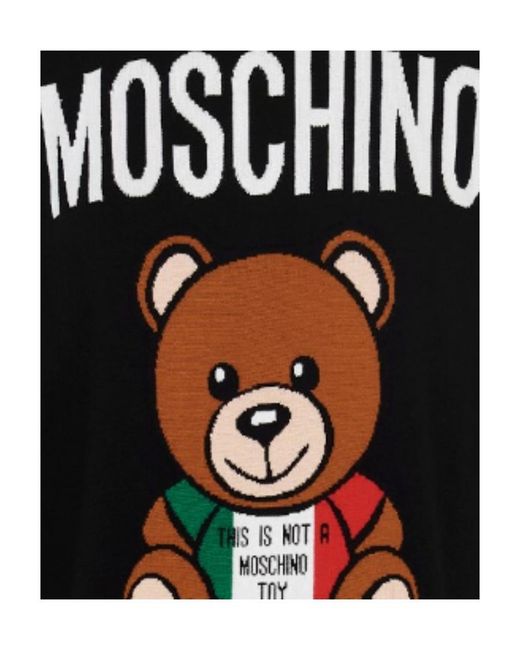 Moschino Black Logo-Print Bear-Motif Sweater Dress