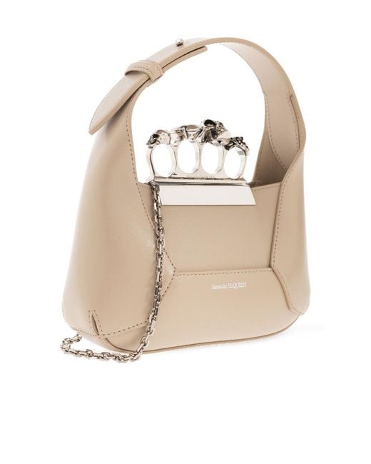 McQueen Natural The Jewelled Hobo Mini Tote Bag