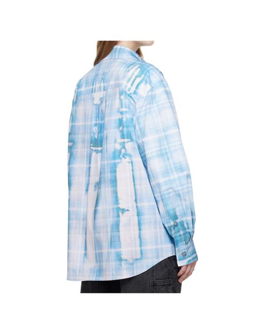 ANDERSSON BELL Blue Trompe L'Oeil Printed Check Shirt for men