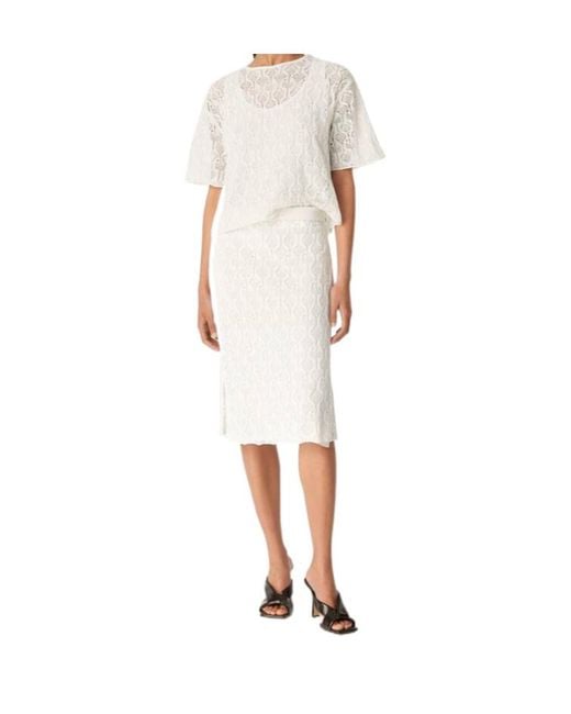 Bottega Veneta White Fish Lace Skirt