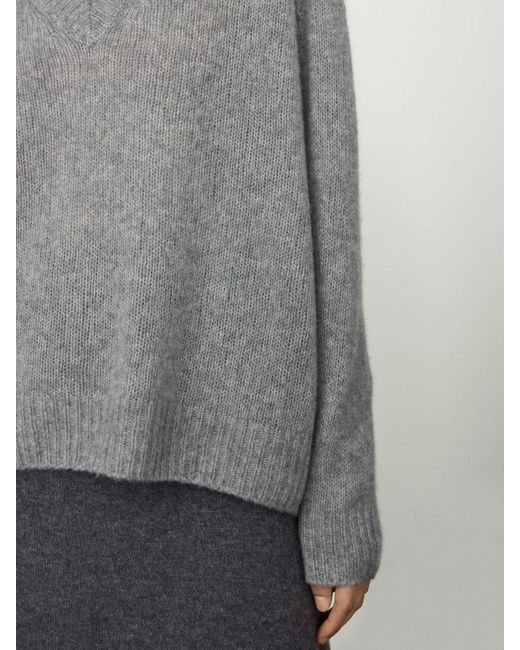 Lisa Yang Gray Leona V-Neck Knitted Jumper