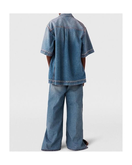 Stella McCartney Blue Popper-Studded Bootcut Denim Jeans