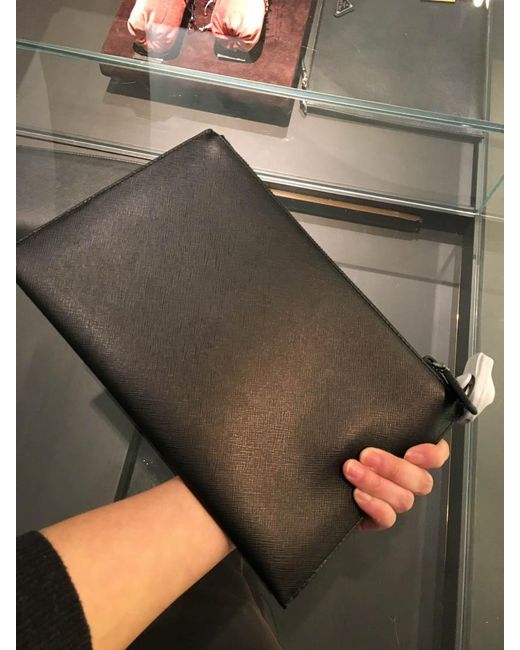Prada Black Logo Sign Clutch for men