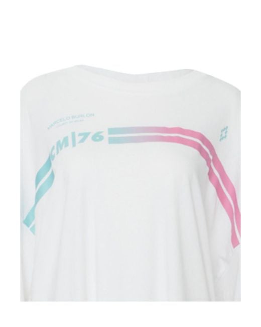 Marcelo Burlon White Printed Round-Neck Sweater