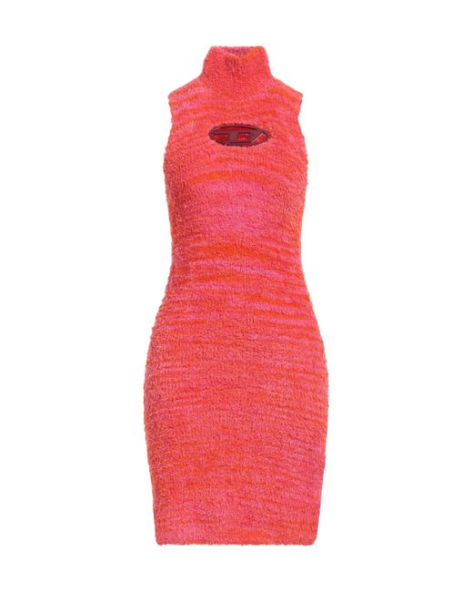 DIESEL Red Sleeveless Two-Tone Knit Dress