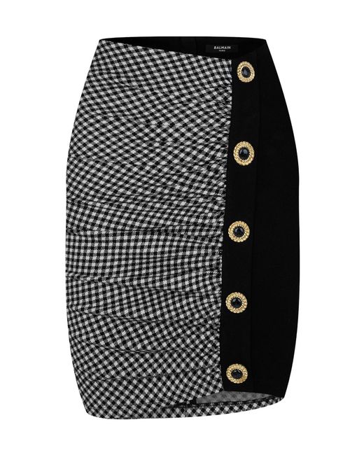 Balmain Black Pleated Midi Skirt