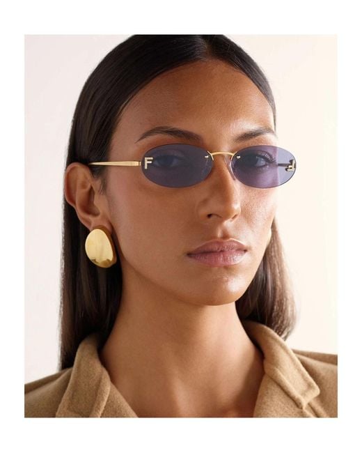 Fendi Blue Eyewear Oval Frame Sunglasses
