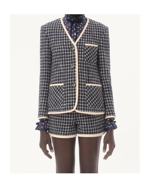 Valentino Black V-Neck Button-Up Jacket