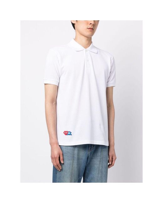 COMME DES GARÇONS PLAY White Lapel Short-Sleeved Polo Shirt for men